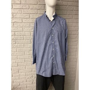 Dockers Men Long Sleeve Blue Plaid Shirt Size XL 17/17-1/2